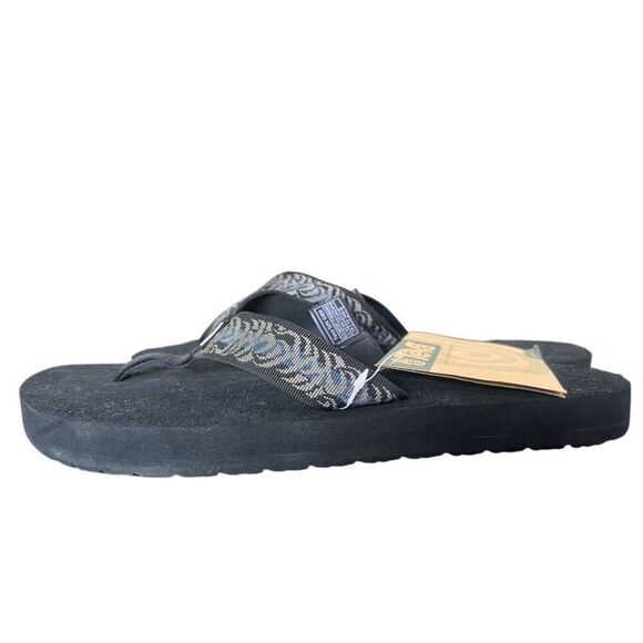 Teva NEW Men’s Mush Black Gray Blue Flip Flops Size 14 - Picture 4 of 10